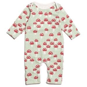 Winter Water Factory Mushroom Print Onsie Long Sleeve Pants Size 12 Mos -Organic